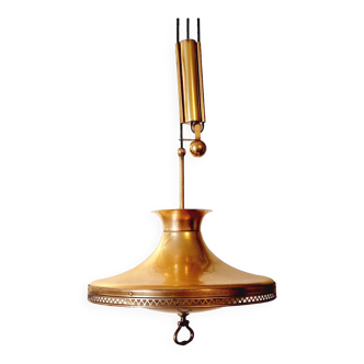 Scandinavian Counterweight Pendant Lamp in brass, 1950s