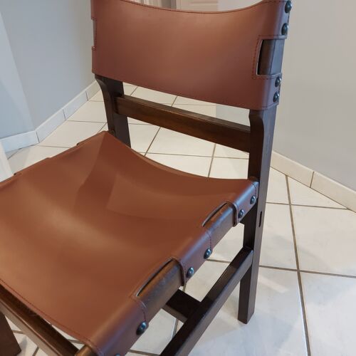 Suite de 6 chaises cuir Maison Regain vintage années 1970.