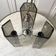 Chrome metal pendant lamp and smoked glass futuristic style 70s