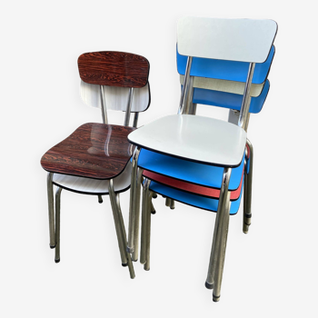 6 chaises dépareillées formica vintage 1960 mid-century