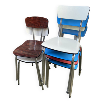 6 chaises dépareillées formica vintage 1960 mid-century