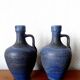 Pair of vintage blue ceramic jugs