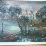 Tableau peinture au couteau intitulée crepuscule