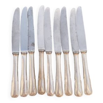 Lot 9 couteaux à dessert - métal argenté- François Frionet
