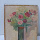 Table bouquet of flowers, painted on a piece of old wood
