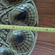 Oyster service Sarreguemines in barbotine – 12 plates + large bowl