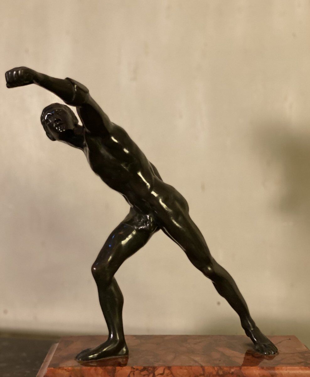 Borghese Gladiator, bronze after the antique on a marble base