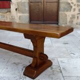 Pair of oak monastic community benches, France, early 20th century