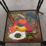 Vallauris wrought iron and ceramic side table