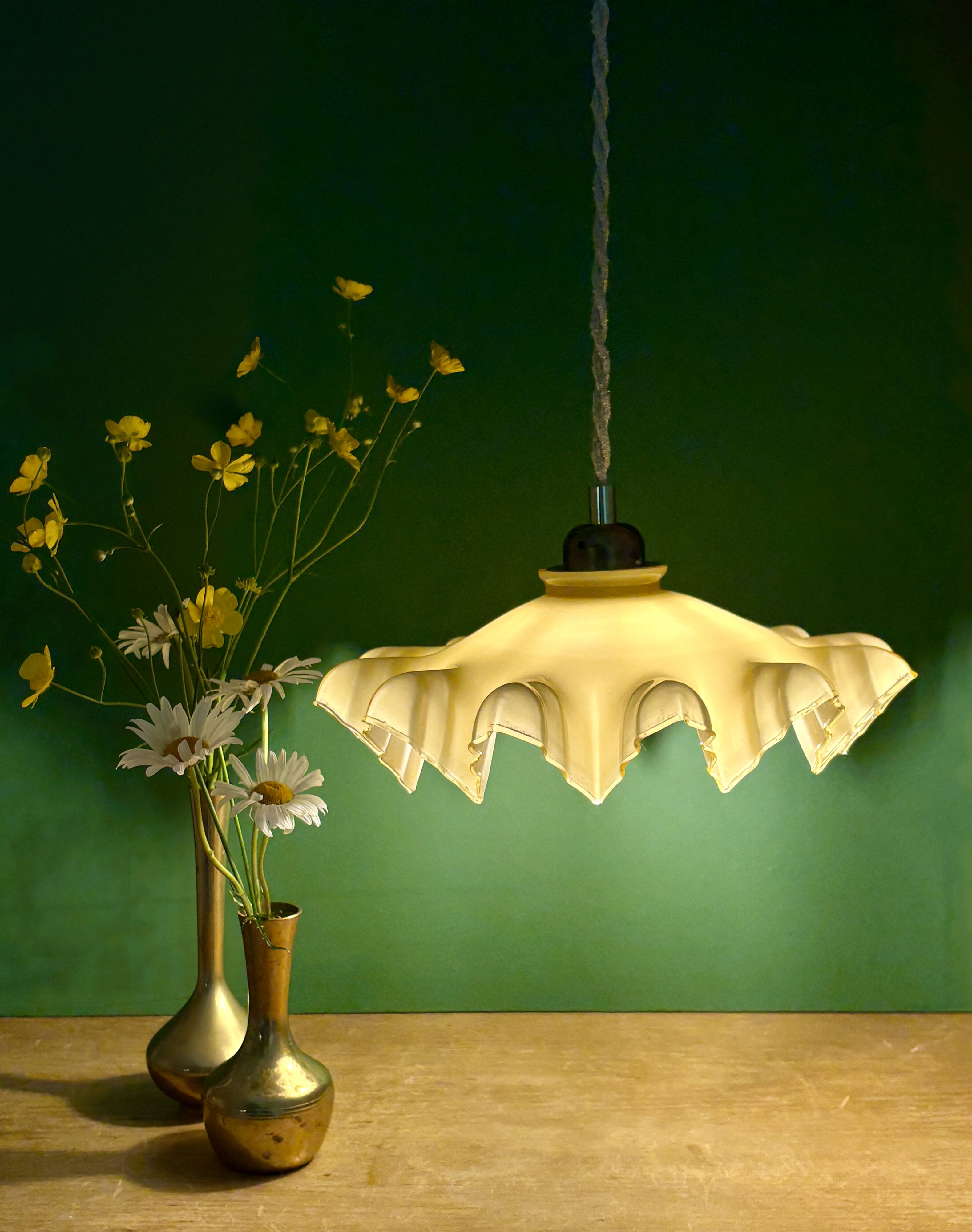 Vintage yellow opaline pendant light
