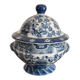 Antique Chinese Soup Tureen Porcelain Blue Bird Flower Decor Republic Period
