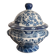 Antique Chinese Soup Tureen Porcelain Blue Bird Flower Decor Republic Period