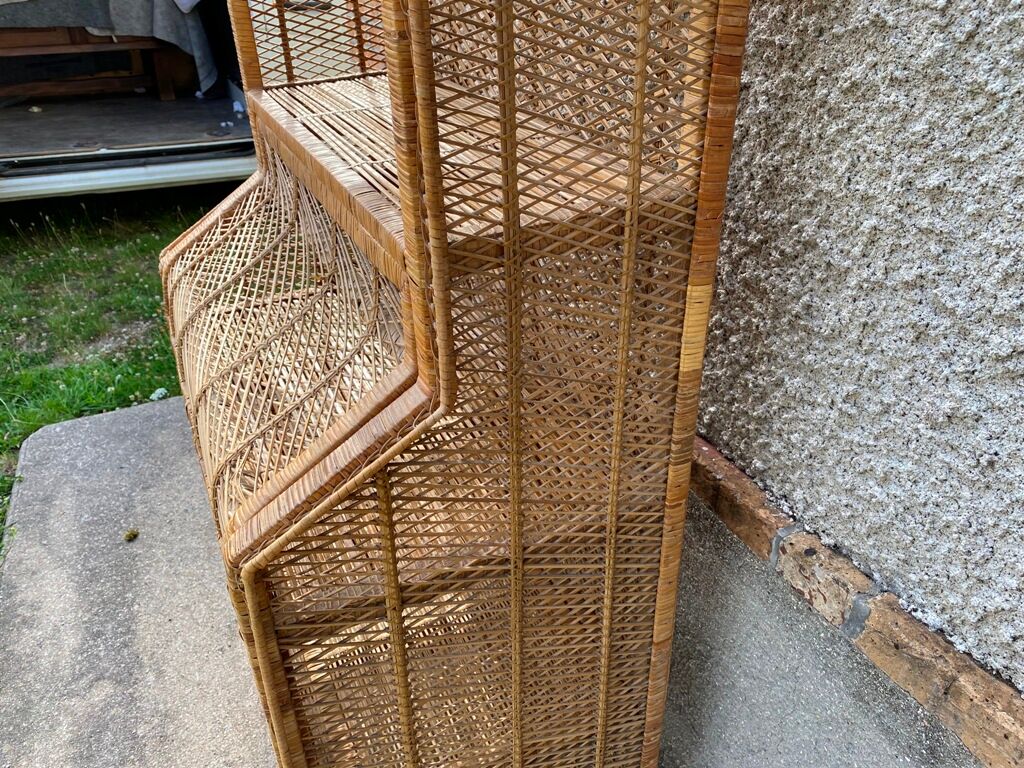 Cabinet library secretary wicker rattan year 60/70