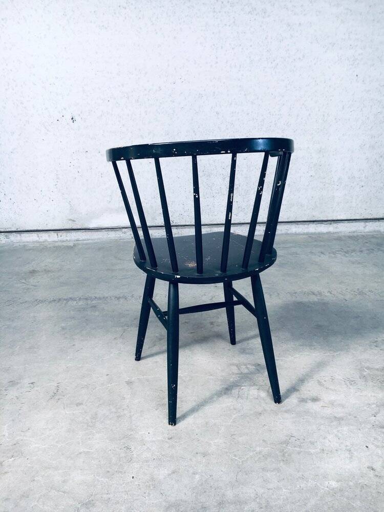 Mid-Century Scandinavian Design Curved Spindle Back Side Chair, Denmark, 1960s