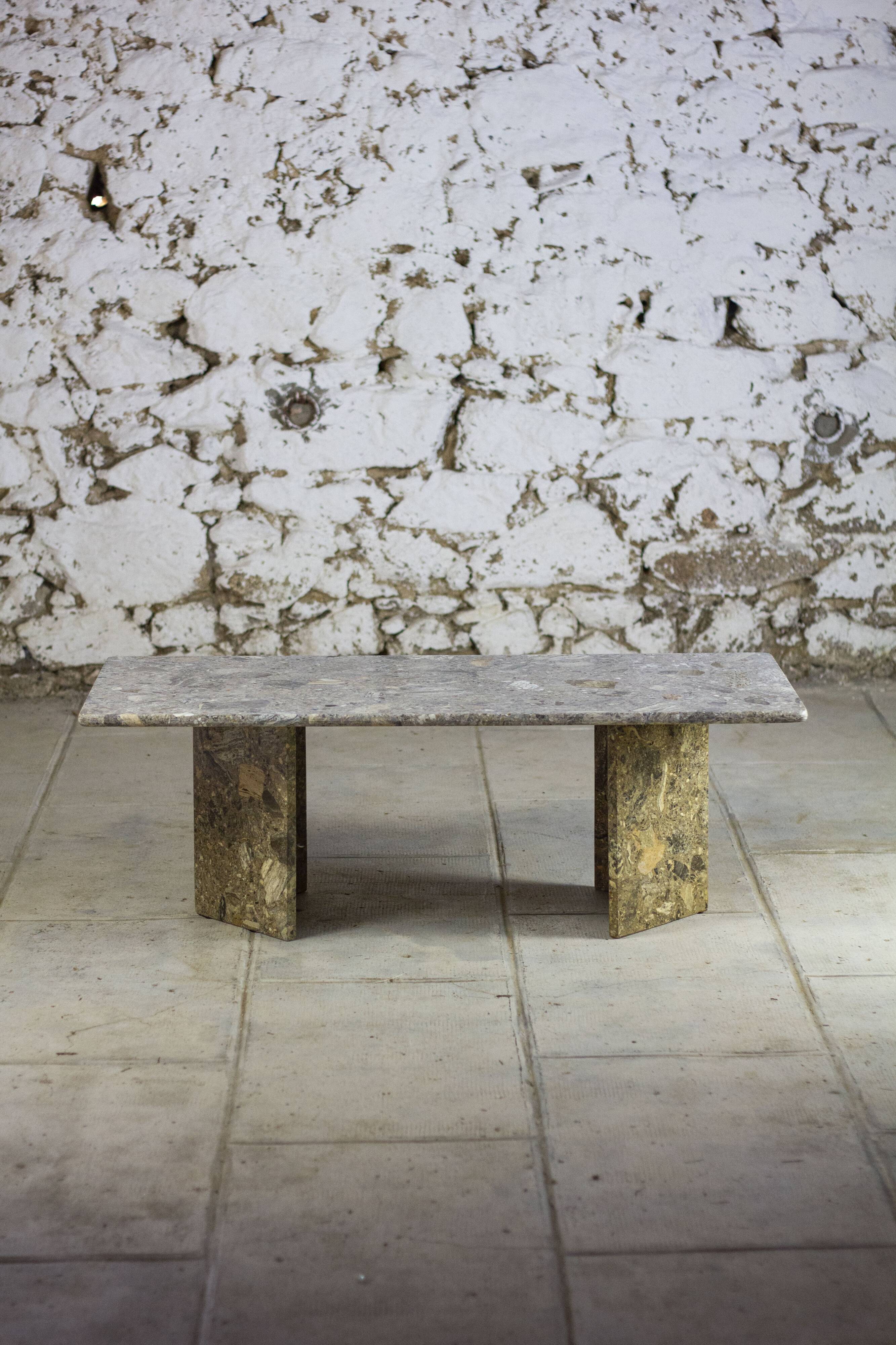 Travertine terrazzo coffee table, 1970