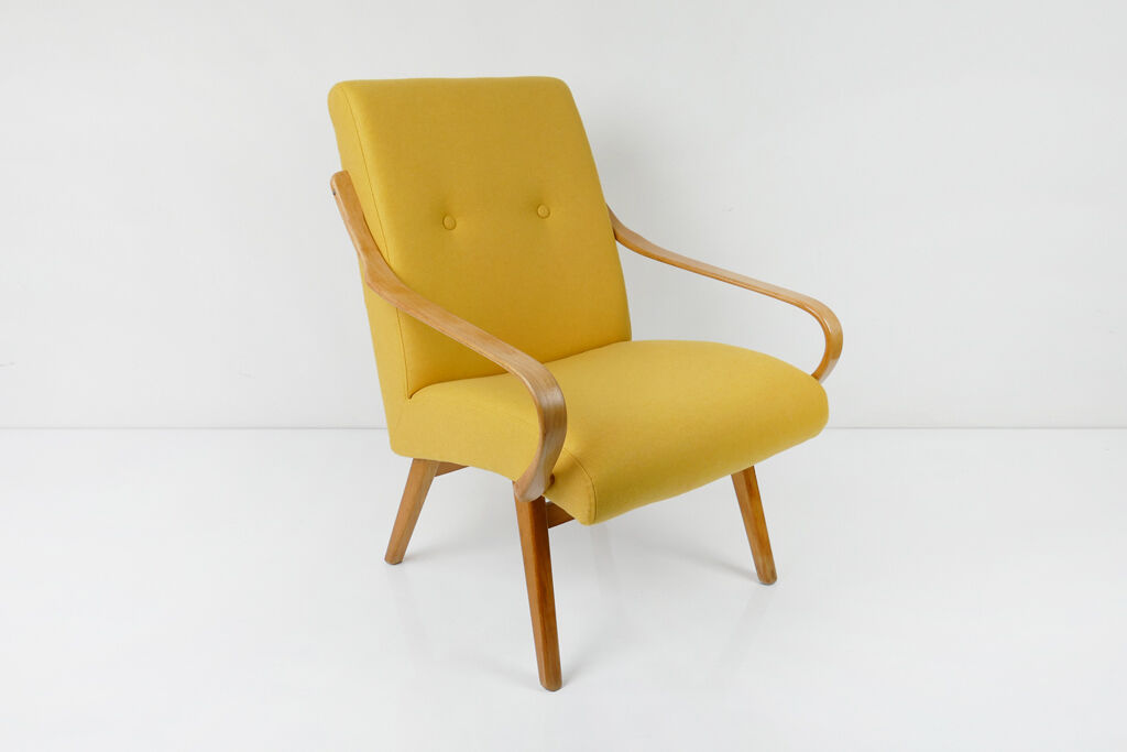 Vintage yellow wool armchair, 1960s