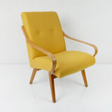 Fauteuil en laine jaune vintage, années 1960