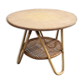 Table basse ronde en rotin