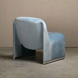 Giancarlo Piretti Alky Lounge Chair Sky Blue Velvet for Anonima Castelli