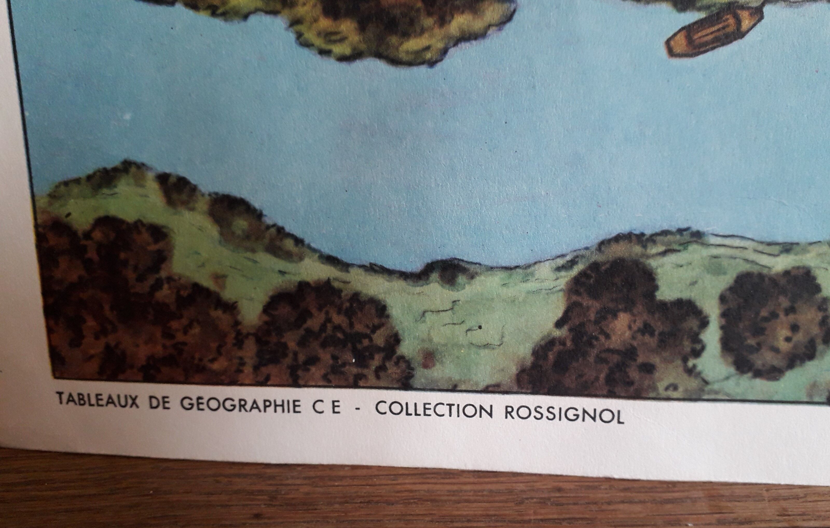 50s school poster Rossignol collection, autumn-the village plan