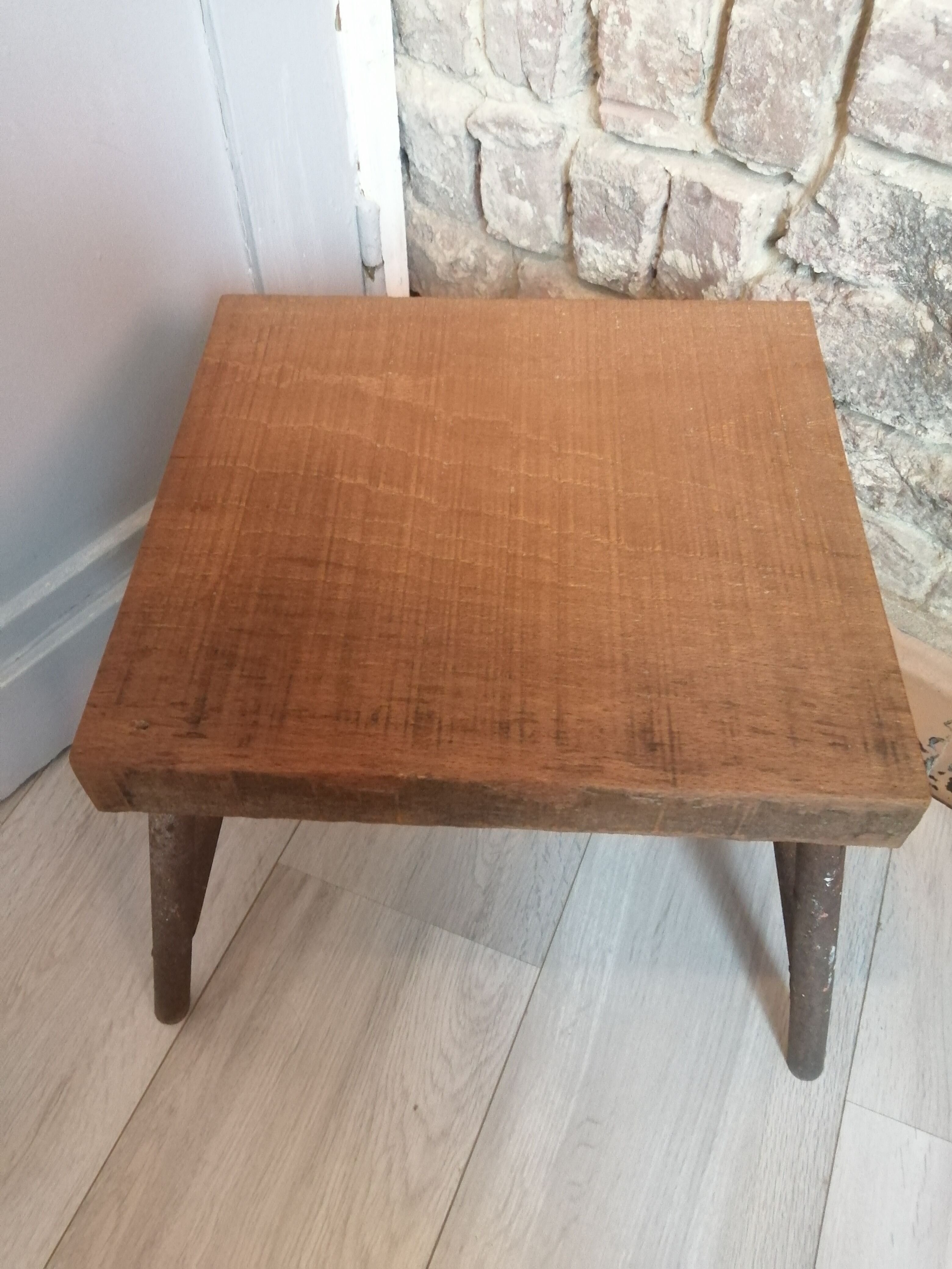 Old metal wooden stool