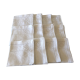 Series of 12 small old linen and cotton towels