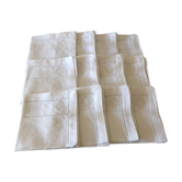 Series of 12 small old linen and cotton towels