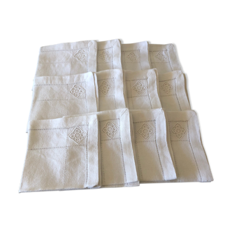 Series of 12 small old linen and cotton towels