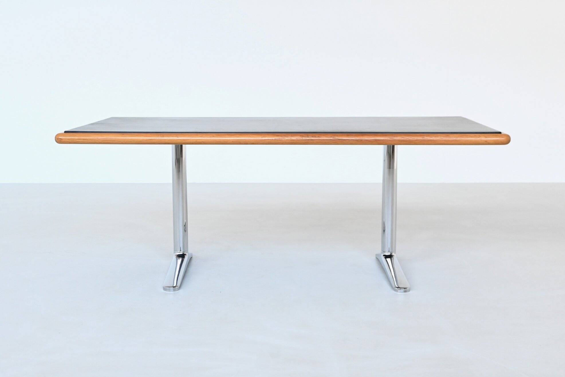 Warren Platner writing desk leather and oak Knoll United States 1970