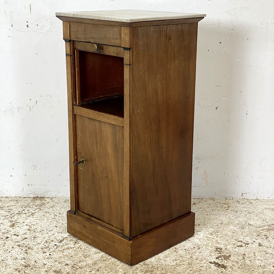 Bedside table 1940 sliding shutter and white marble