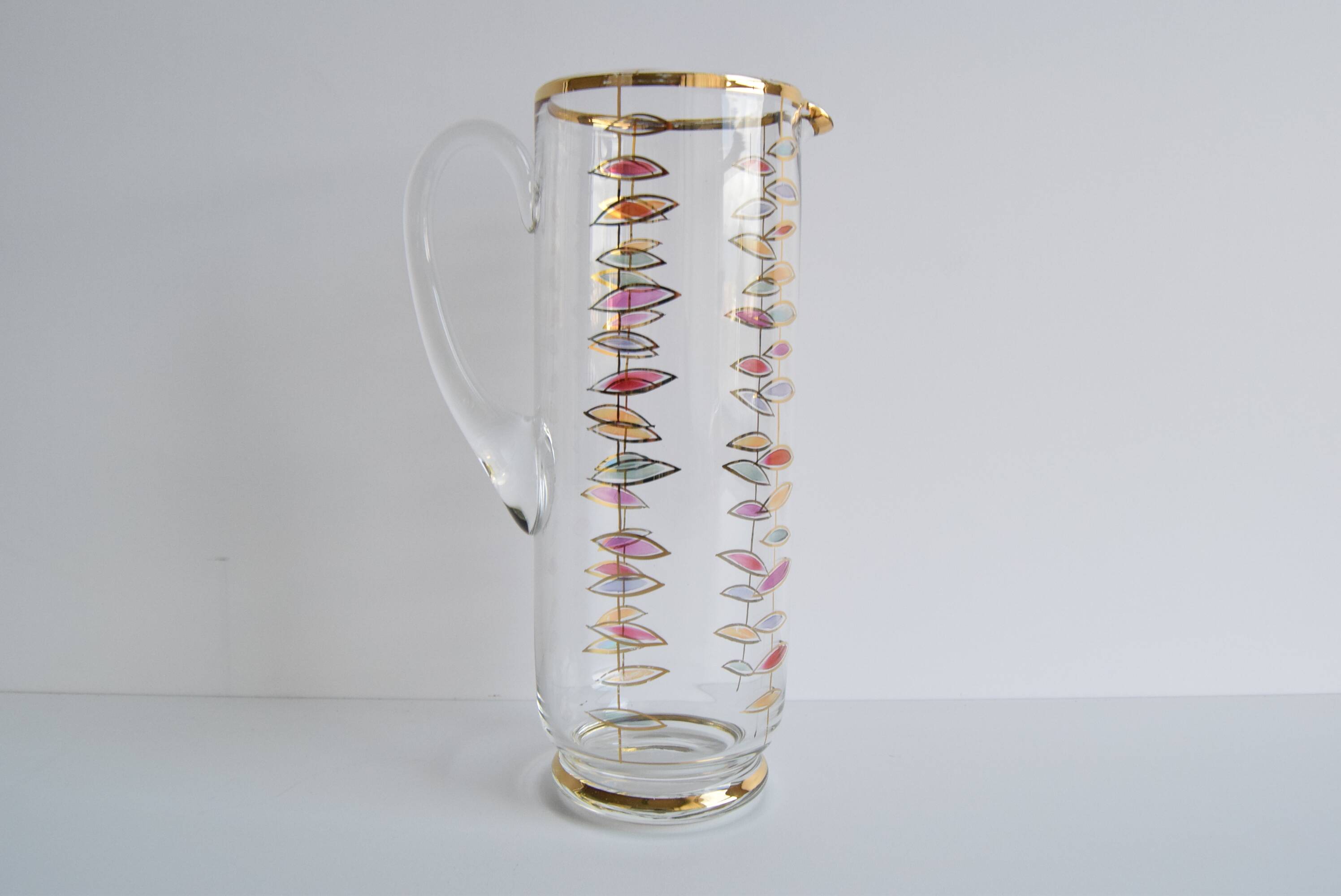 Vintage glass jug, Bohemia Glass, 1960's.