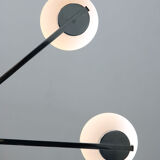 Vintage minimal chrome & opaline 8-arm chandelier, 70s