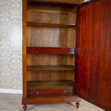 20th-Century Mahogany Linen-Press with Mirror, 1950s