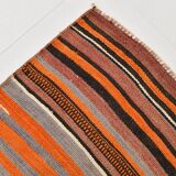 Orange Green Striped Pattern Vintage Runner Rug, 69x325Cm