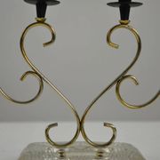 Brass Candelabra with Art Glass Base by Gunnar Ander for Ystad-Metall, Sweden, 1950s