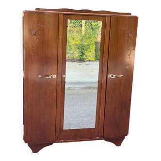 Art Deco wardrobe with mirrored door 145cm