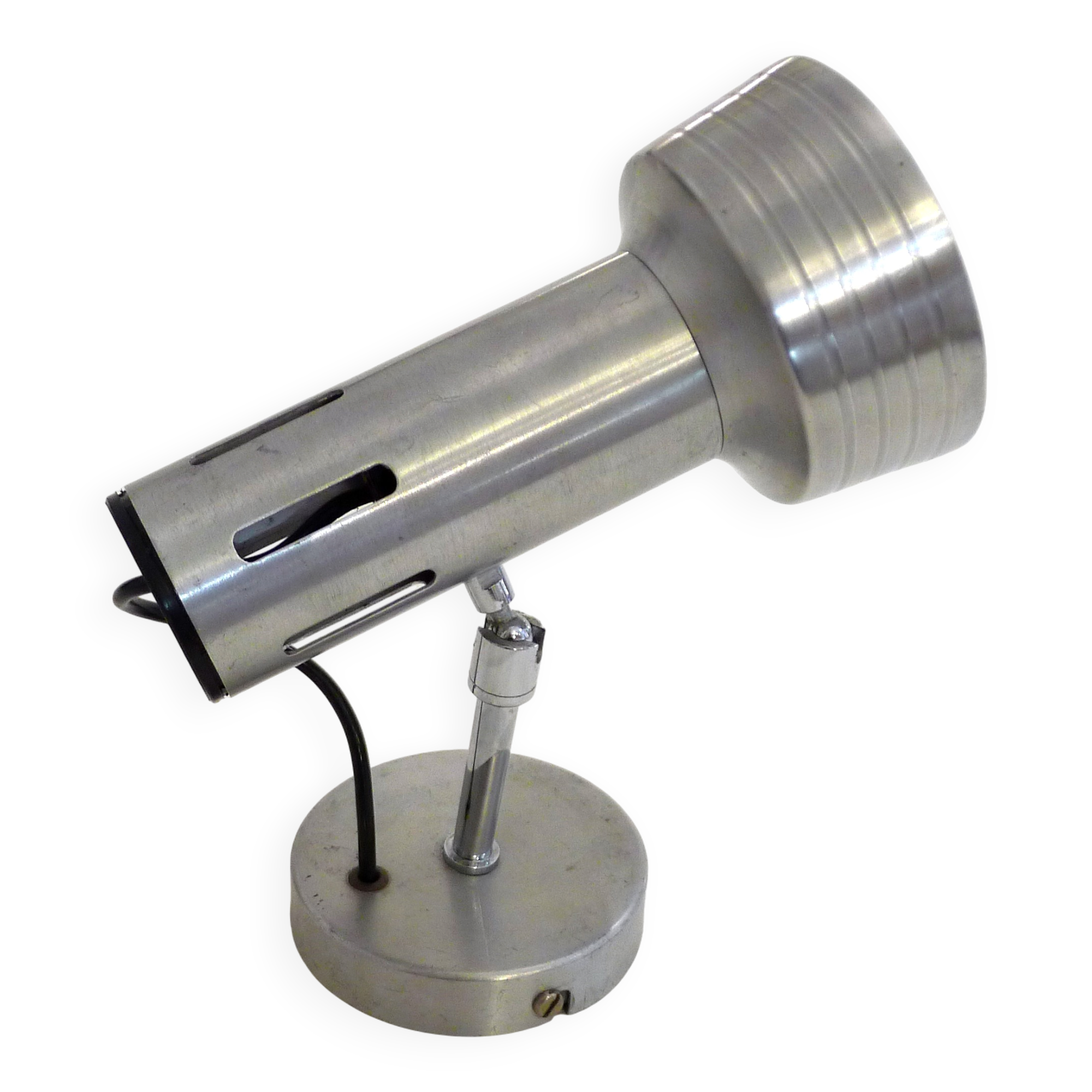Brushed metal adjustable wall spotlight 1970s