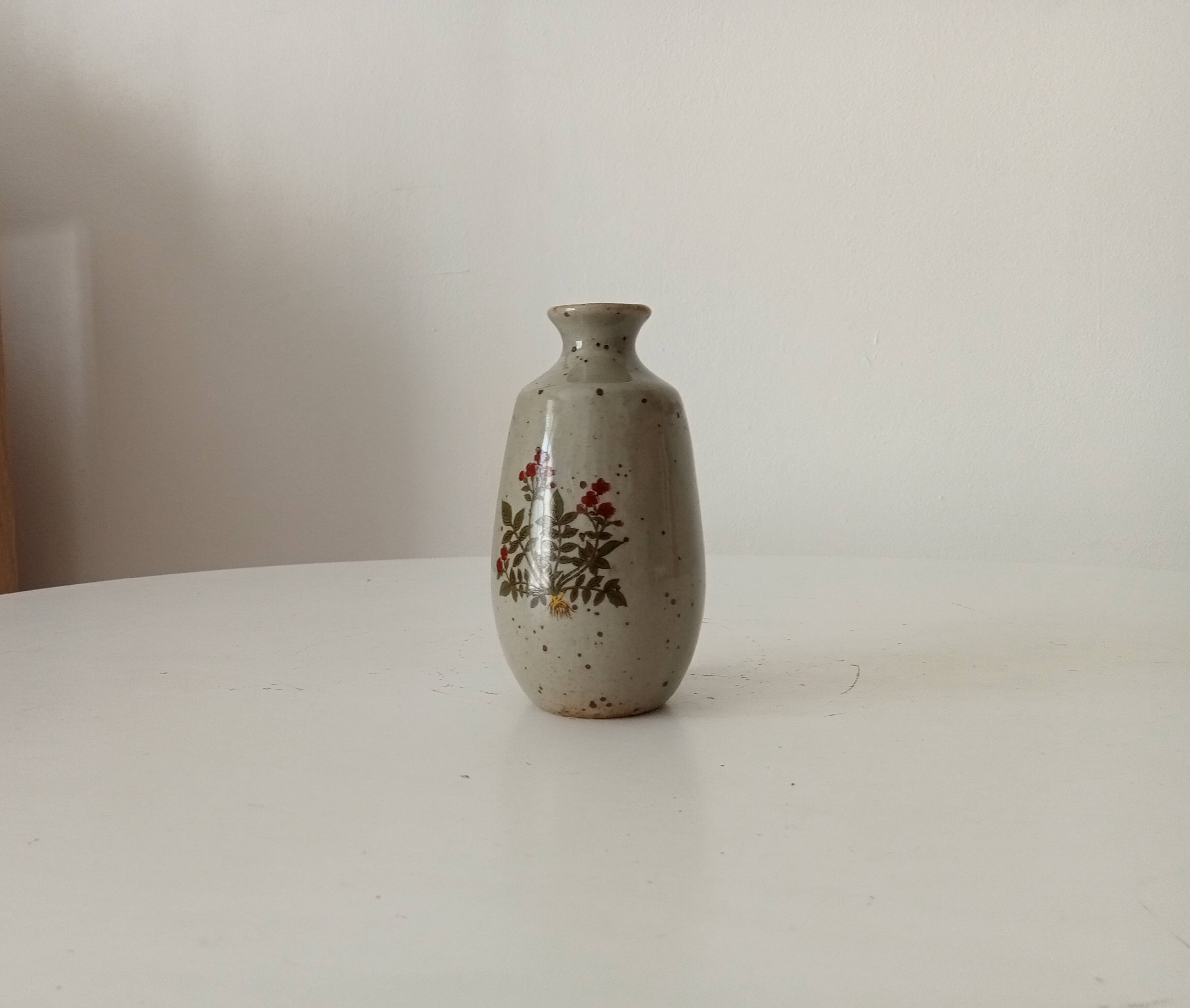 Petit vase vintage japonais en grès moucheté