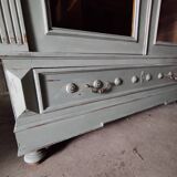 Old 2-door bookcase with chalk paint blue patina