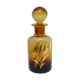 Decorated and signed perfume bottle, brown glass, painted "by hand Clary Paris"