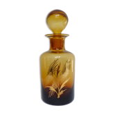 Decorated and signed perfume bottle, brown glass, painted "by hand Clary Paris"