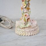 Set of 2 midcentury Italian ceramic floral table lamps