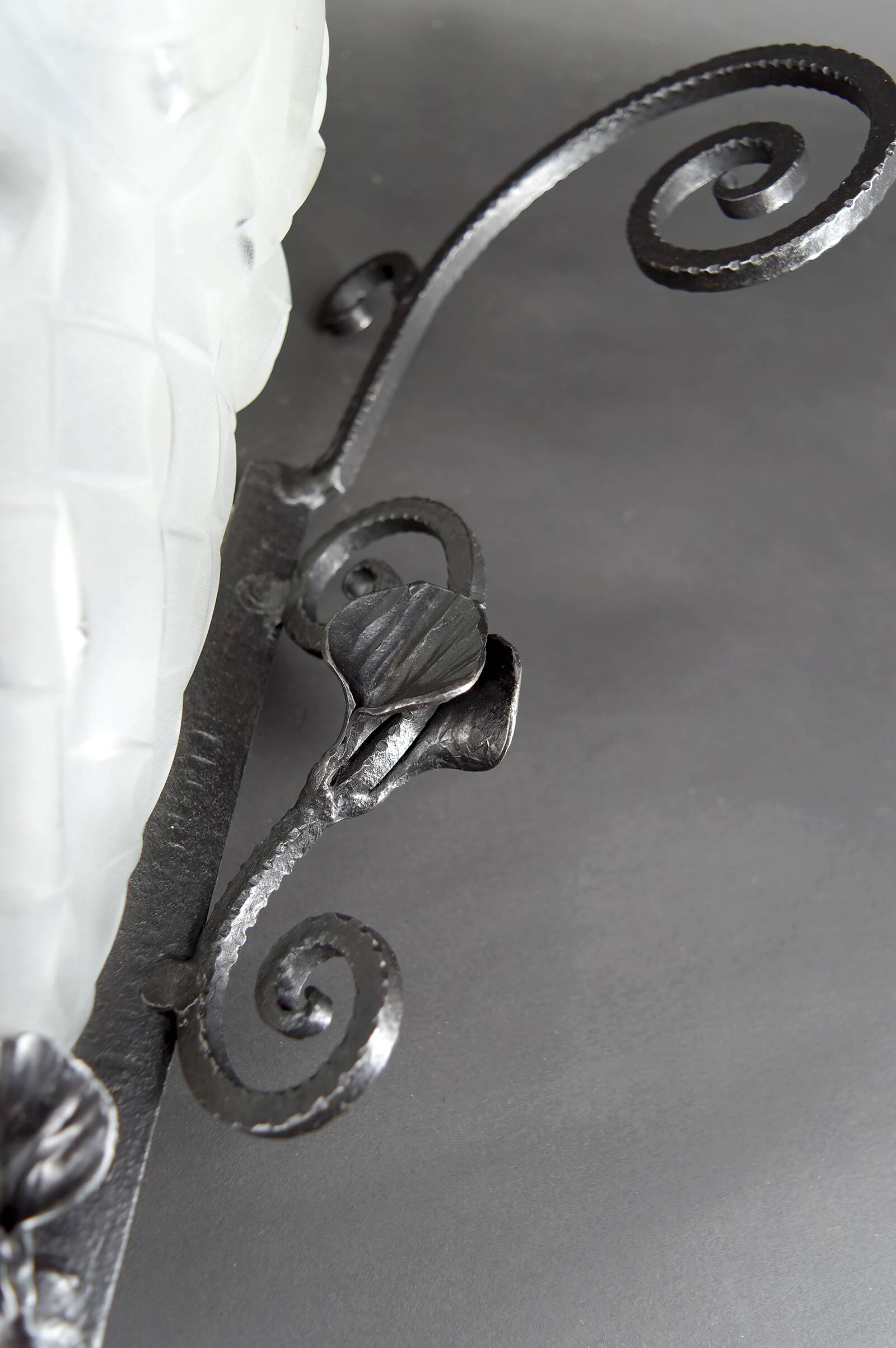 Pair of Wrought Iron Wall Lights by Degué, Art Deco, France, c. 1930