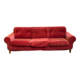 Canapé vintage scandinave 3 places velours bordeaux