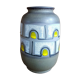 Vintage Ceramic Vase with White and Yellow Pattern - 1960s - Mid-Century Modern - Austria