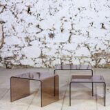 Smoked plexiglass nesting tables, 1970