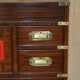 Vintage military commode FINE hardwood, brass and leather.