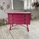 Commode rotin rose vintage