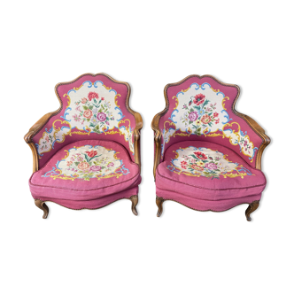 Paire de fauteuils de style Louis XV