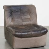 Gray leather design armchair from the 70s